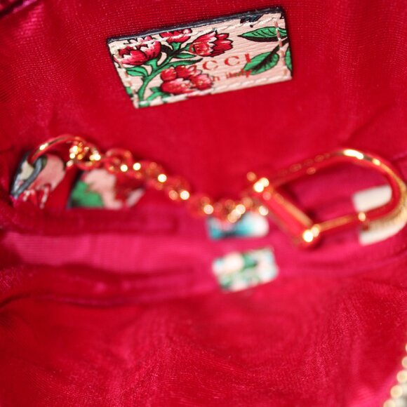 NWT Gucci Key Case Ophidia Shang Soft Brit Roses Zip Heart Pouch Floral  732232 - Picture 8 of 11